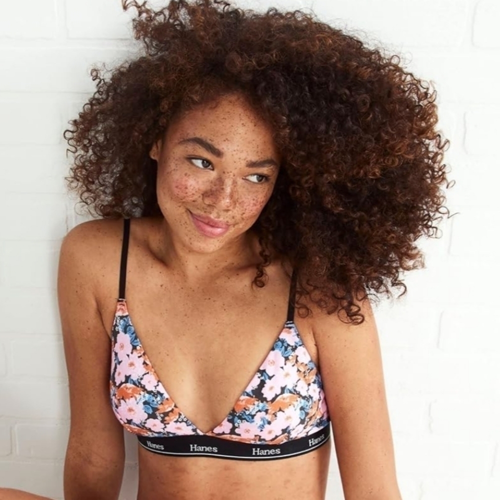 Hanes Originals Triangle Stretch Bralette Floral